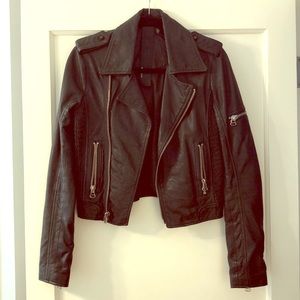 Joe’s Jeans Black Leather Moto Jacket Size XS